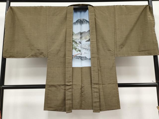 平和屋本店●極上　男性　源氏紬　アンサンブル・長襦袢セット　キングサイズ　涅色　布四季庵　証紙付き　逸品　未使用　CYAA4997s6