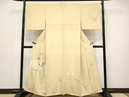 平和屋本店●極上　京加賀友禅　百貫石峰 　訪問着　花籠文　砥の粉色地　逸品　CYAA4999s6