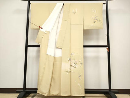 平和屋本店●極上　京加賀友禅　百貫石峰 　訪問着　花籠文　砥の粉色地　逸品　CYAA4999s6