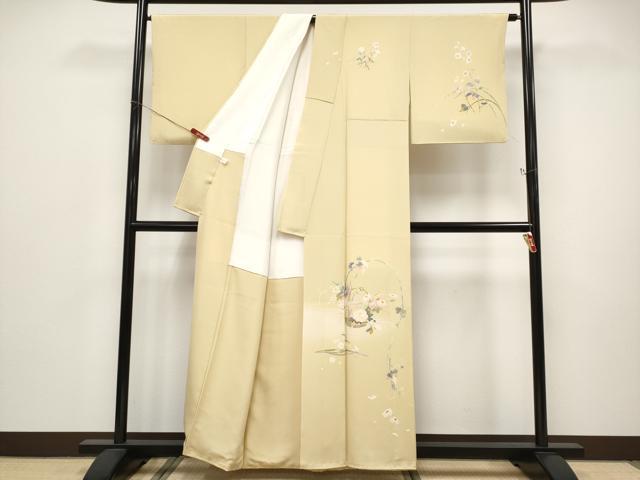 平和屋本店●極上　京加賀友禅　百貫石峰 　訪問着　花籠文　砥の粉色地　逸品　CYAA4999s6