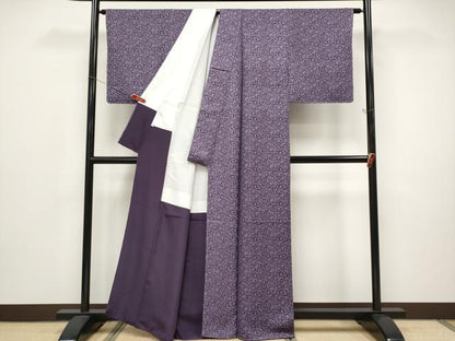 平和屋着物●極上　小紋　更紗唐草文　深紫色地　逸品　未使用　CYAA5001s6