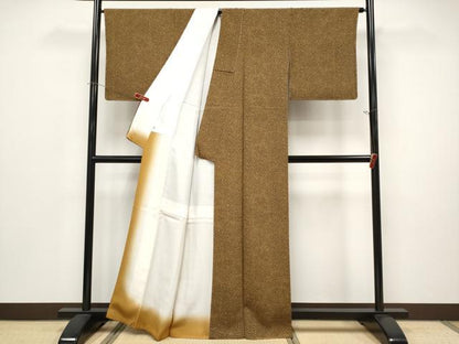 平和屋着物●極上　小紋　作家物　舞桜文　鉄黒色地　反端付き　逸品　未使用　CYAA5003s6