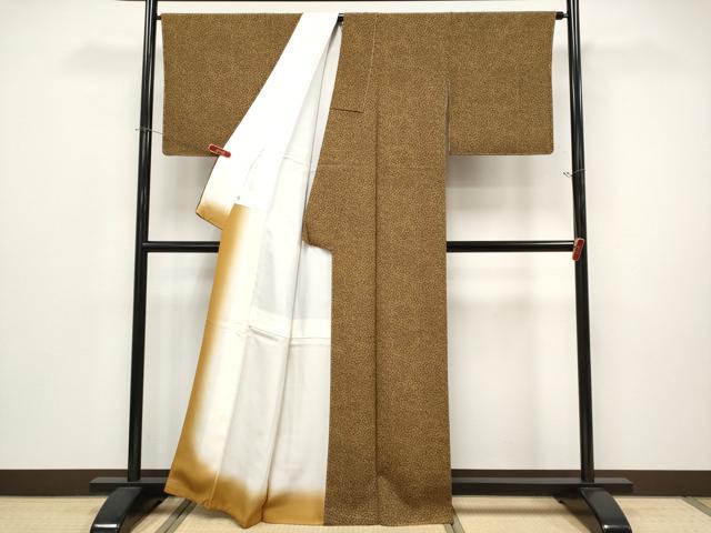 平和屋着物●極上　小紋　作家物　舞桜文　鉄黒色地　反端付き　逸品　未使用　CYAA5003s6