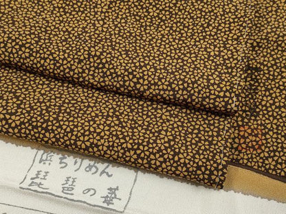 平和屋着物●極上　小紋　作家物　舞桜文　鉄黒色地　反端付き　逸品　未使用　CYAA5003s6
