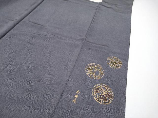 平和屋着物●極上　伝統工芸師　服部光擴　江戸小紋　角通し　黒地　逸品　CYAA5004s6