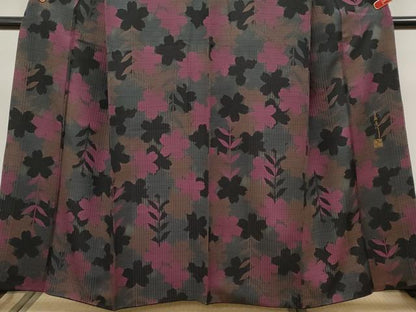 平和屋本店●極上　キモノデザイナー　斉藤上太郎　小紋　舞桜文　逸品　CYAA5006s6