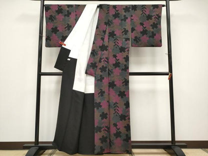 平和屋本店●極上　キモノデザイナー　斉藤上太郎　小紋　舞桜文　逸品　CYAA5006s6