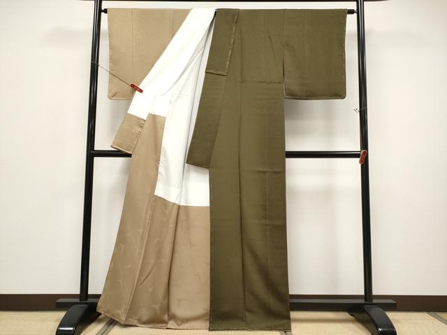平和屋着物●極上　染色作家　斉藤三才　訪問着　間道　暈し染め　海松色×榛色　逸品　未使用　CYAA5007s6