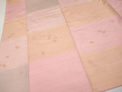 平和屋本店●希少　紅花紬　米沢　新田秀次　振袖　紅花染　花吹雪　反端付き　逸品　未使用　CYAA5008s6