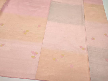 平和屋本店●希少　紅花紬　米沢　新田秀次　振袖　紅花染　花吹雪　反端付き　逸品　未使用　CYAA5008s6