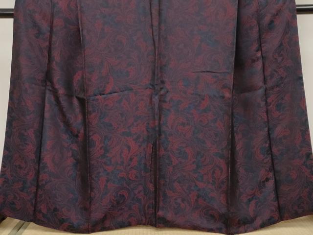 平和屋本店●極上　創業200年・7代目永治屋清左衛門　お召　唐織　唐草文　濃紺地　反端付き　逸品　CYAA5009s6