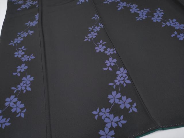 平和屋着物●極上　世界的人形師　辻村寿三郎　ジュサブロー　小紋　舞桜文　黒地　ほていや扱い　逸品　未使用　CYAA5010s6
