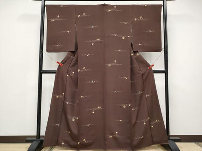 平和屋着物●極上　小紋　楽器文　黒鳶色地　逸品　CYAA5011s6