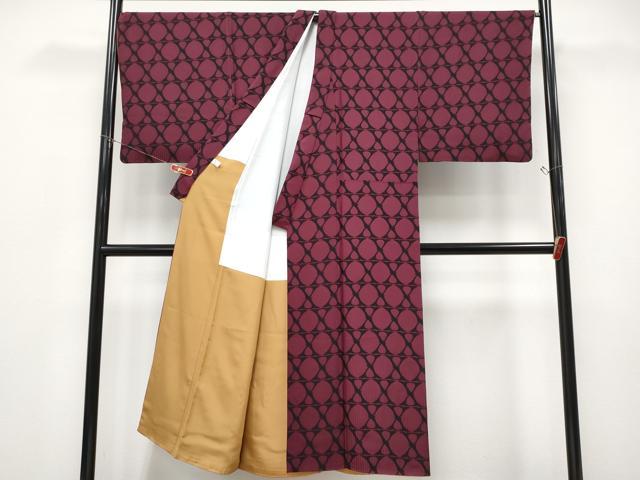 平和屋着物●極上　男性　小紋　吉祥文　葡萄色地　逸品　CYAA5012s6