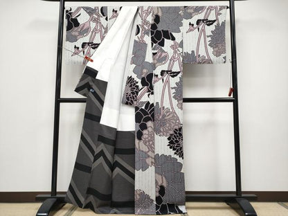 平和屋本店●極上　キモノデザイナー　斉藤上太郎　訪問着　枝花文　灰白色地　逸品　未使用　CYAA5014s6