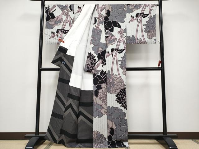 平和屋本店●極上　キモノデザイナー　斉藤上太郎　訪問着　枝花文　灰白色地　逸品　未使用　CYAA5014s6