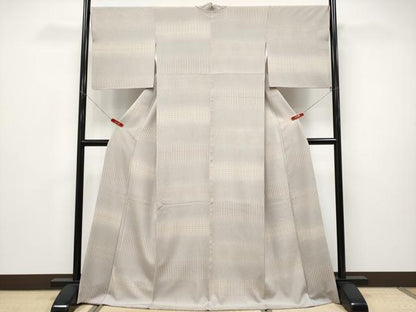 平和屋本店●極上　小紋　横段文　江戸鼠色地　高島屋扱い　逸品　CYAA5015s6