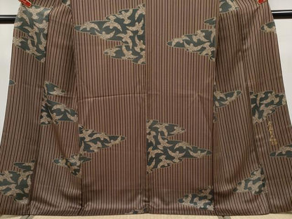 平和屋着物●極上　染色作家　斉藤三才　小紋　三才鳥　逸品　CYAA5020s6