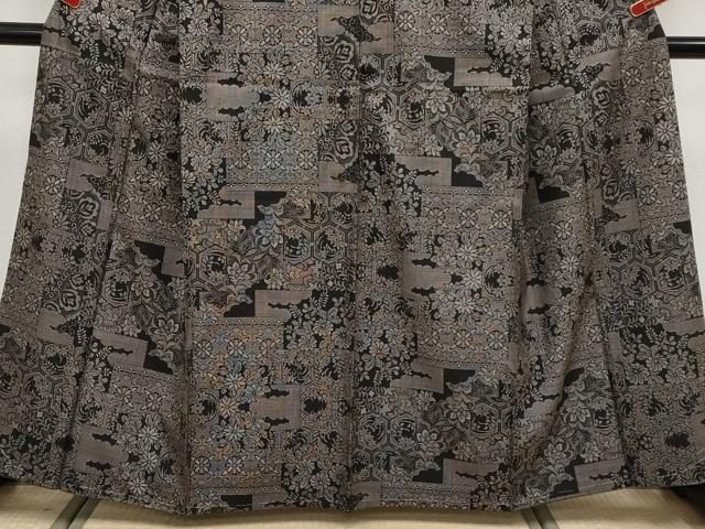 平和屋本店●希少　本場大島紬　吉三郎　吉織物謹製　割込絣織　新古典絣　草花文　証紙付き　逸品　未使用　CYAA5026s6