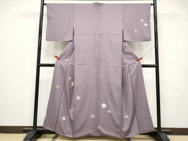 平和屋本店●極上　山口美術織物　皇室　伊勢神宮御用　西陣織　訪問着　唐織　兎草花菱文　金銀糸　葡萄鼠色地　逸品　CYAA5030s6