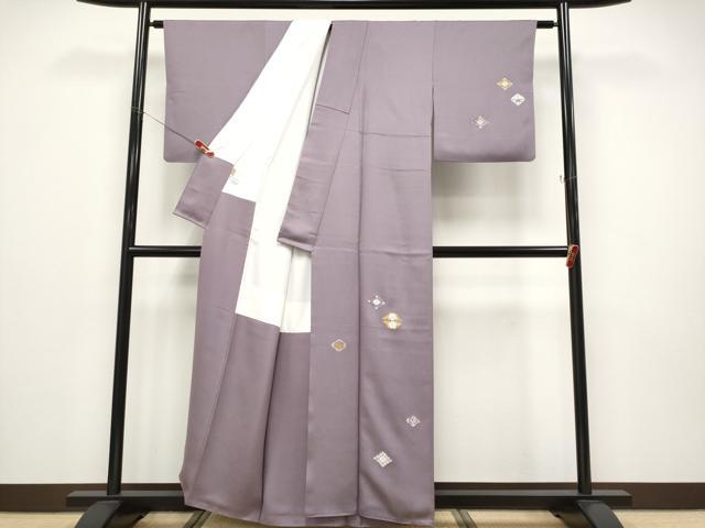 平和屋本店●極上　山口美術織物　皇室　伊勢神宮御用　西陣織　訪問着　唐織　兎草花菱文　金銀糸　葡萄鼠色地　逸品　CYAA5030s6