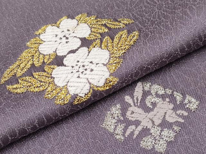 平和屋本店●極上　山口美術織物　皇室　伊勢神宮御用　西陣織　訪問着　唐織　兎草花菱文　金銀糸　葡萄鼠色地　逸品　CYAA5030s6