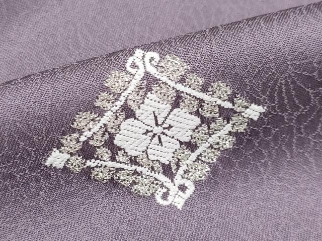 平和屋本店●極上　山口美術織物　皇室　伊勢神宮御用　西陣織　訪問着　唐織　兎草花菱文　金銀糸　葡萄鼠色地　逸品　CYAA5030s6