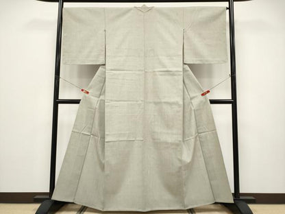 平和屋本店▽極上　本場結城紬　重要無形文化財　単衣　色無地　砂色　証紙付き　逸品　未使用　CYAA5031s6