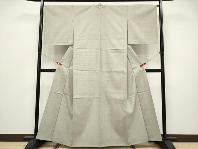 平和屋本店▽極上　本場結城紬　重要無形文化財　単衣　色無地　砂色　証紙付き　逸品　未使用　CYAA5031s6