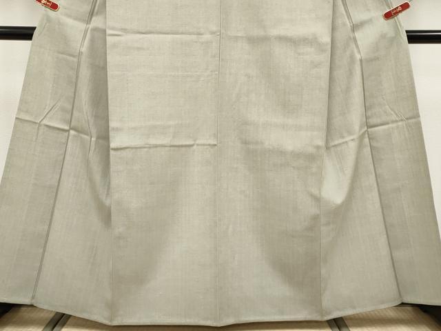 平和屋本店▽極上　本場結城紬　重要無形文化財　単衣　色無地　砂色　証紙付き　逸品　未使用　CYAA5031s6