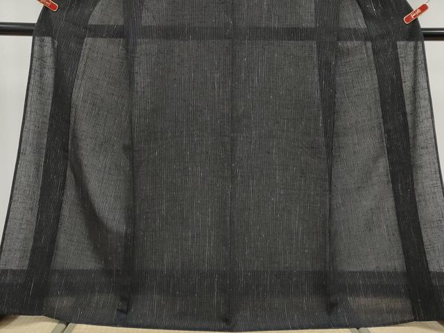 平和屋本店＊極上　夏物　本場夏結城　奥順謹製　織り：青木静子　縞　黒地　証紙付き　逸品　CYAA5039s6