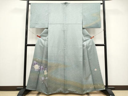 平和屋本店●最高級　久保田一竹　幻の辻が花　訪問着　絞り　暈し染め　金通し地　豆がら茶色地　逸品　CYAA5040s6