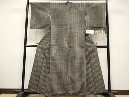 平和屋本店●極上　本場琉球　読谷山花織　紬地　草木染　仲宗根めぐみ　錆鼠色地　証紙付き　逸品　CYAA5054s6