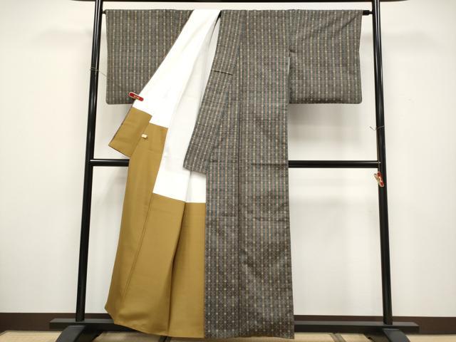 平和屋本店●極上　本場琉球　読谷山花織　紬地　草木染　仲宗根めぐみ　錆鼠色地　証紙付き　逸品　CYAA5054s6