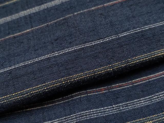 平和屋本店●極上　郡上紬　草木染　横段文　濃紺地　逸品　CYAA5058s6