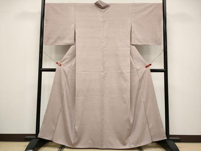 平和屋本店●極上　池田重子コレクション　結城紬　奥順　はたおり娘　色無地　灰桜色地　証紙付き　逸品　未使用　CYAA5060s6