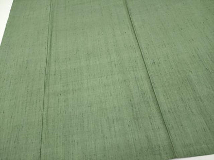 平和屋着物▽極上　結城紬　奥順　はたおり娘　単衣　色無地　麹塵色地　証紙付き　逸品　CYAA5063s6