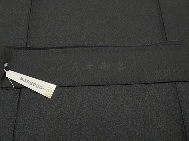平和屋本店＊極上 夏物 西陣 うす御召 風通織 黒地 上代49万 反端付き 逸品 CYAA5079s6