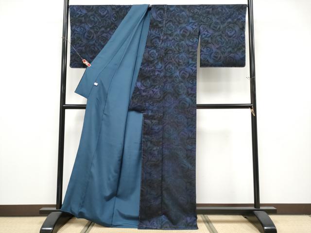 平和屋本店●希少　京都の名門ブランド　銀花仙　小紋　表地：薔薇紋紗　袷　暈し染め　反端付き　逸品　未使用　CYAA5086s6