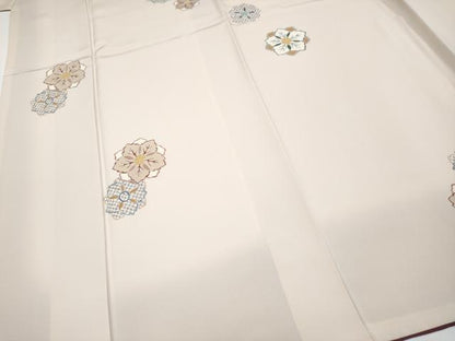 平和屋本店●極上　小紋　舞花文　伊と幸　灰梅色　反端付き　逸品　CYAA5095s6