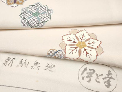 平和屋本店●極上　小紋　舞花文　伊と幸　灰梅色　反端付き　逸品　CYAA5095s6