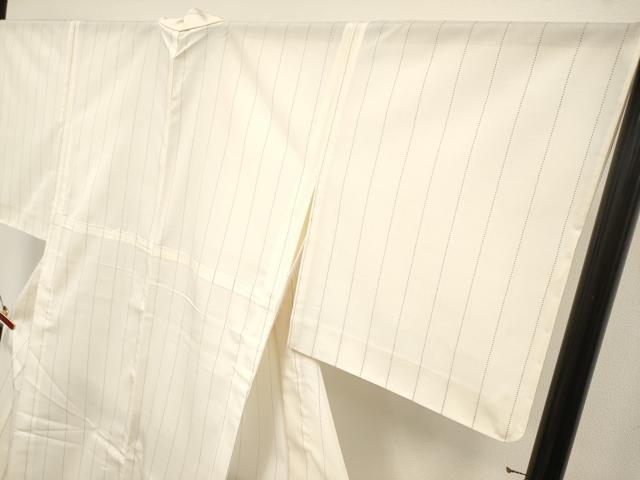 平和屋本店＊極上　夏物　本場大島紬　夏大島　白大島　9マルキ　間道　練色地　証紙・反端付き　逸品　未使用　CYAA5109s6