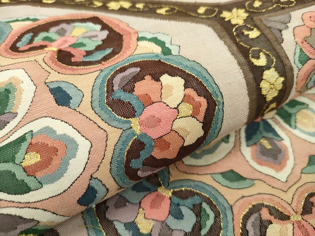 平和屋本店■極上　明綴れ　全通柄袋帯　蜀江花文　金糸　共箱付き　逸品　CZAA1053s4
