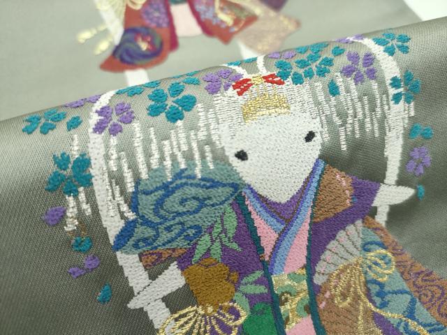 平和屋本店●極上 世界的人形師 辻村寿三郎 ジュサブロー 六通太鼓柄袋帯 兎 金銀糸 逸品 CZAA1087s5