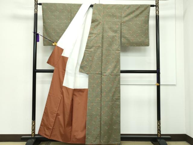 平和屋本店●極上 日本工芸会正会員 秋山眞和 綾の手紬 手織 反端付き 逸品 未使用 CZAA1144s5