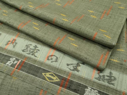 平和屋本店●極上 日本工芸会正会員 秋山眞和 綾の手紬 手織 反端付き 逸品 未使用 CZAA1144s5