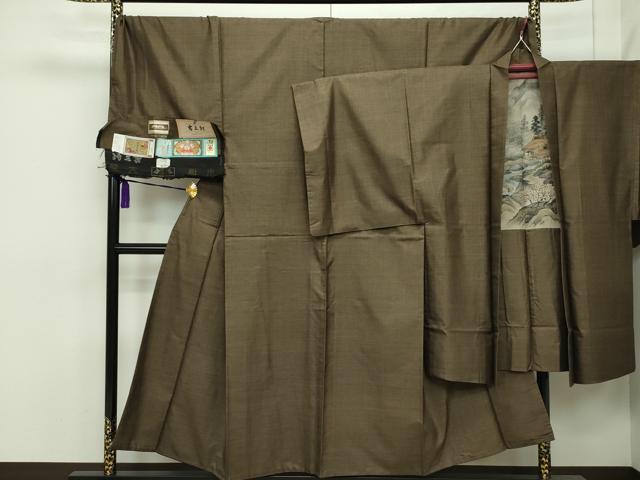 平和屋本店■極上　男性　本場大島紬　アンサンブル　キングサイズ　吉三郎　吉織物謹製　泥染め　９マルキ　証紙付き　逸品　CZAA1218s5