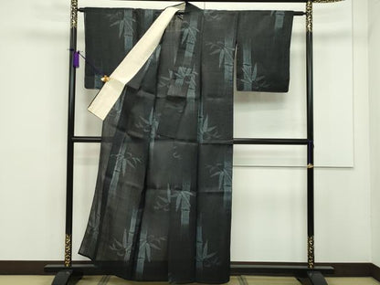 平和屋本店■極上　夏物　重要無形文化財　本場宮古上布　笹竹文　苧麻　逸品　未使用　CZAA1264s5