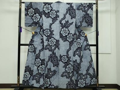 平和屋本店■極上　夏物　浴衣　有松鳴海絞り　花蝶文　綿　逸品　CZAA1267s5
