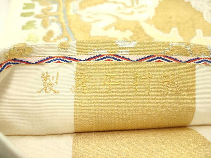 平和屋本店●最高級 龍村平蔵製 六通柄 本袋帯 円文白虎錦 金銀糸 逸品 CZAA1291s5